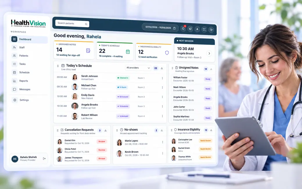 Illustrative HealthVision healthcare and clinical technology scene